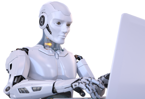 human like robot using a laptop - Techigai